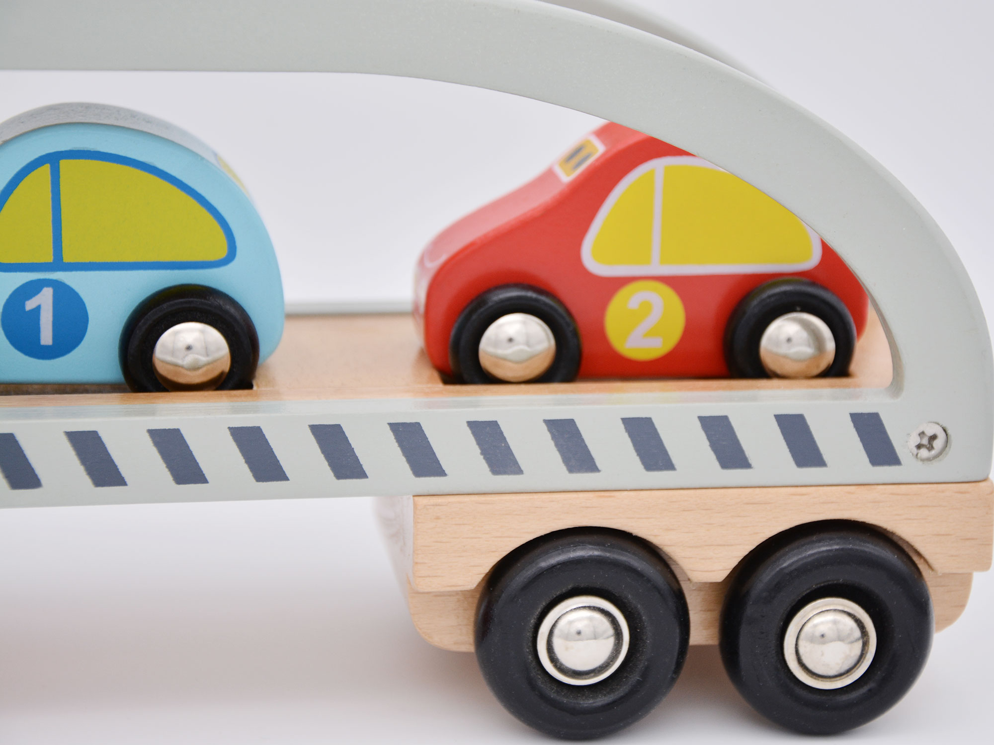 jumini Childrens Wooden Toy Pull Along Car Carrier